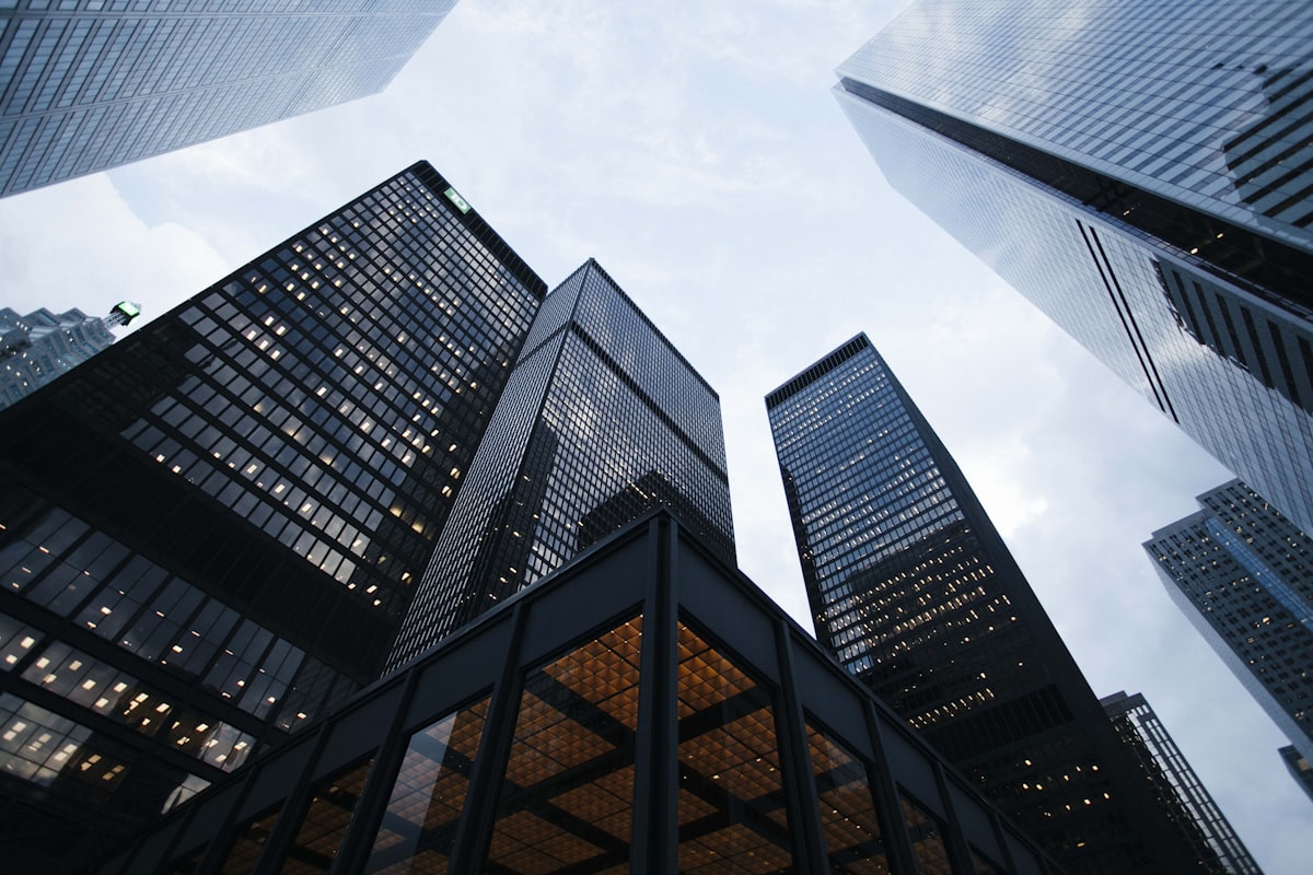 Distretto finanziario di New York e grattacieli di Wall Street